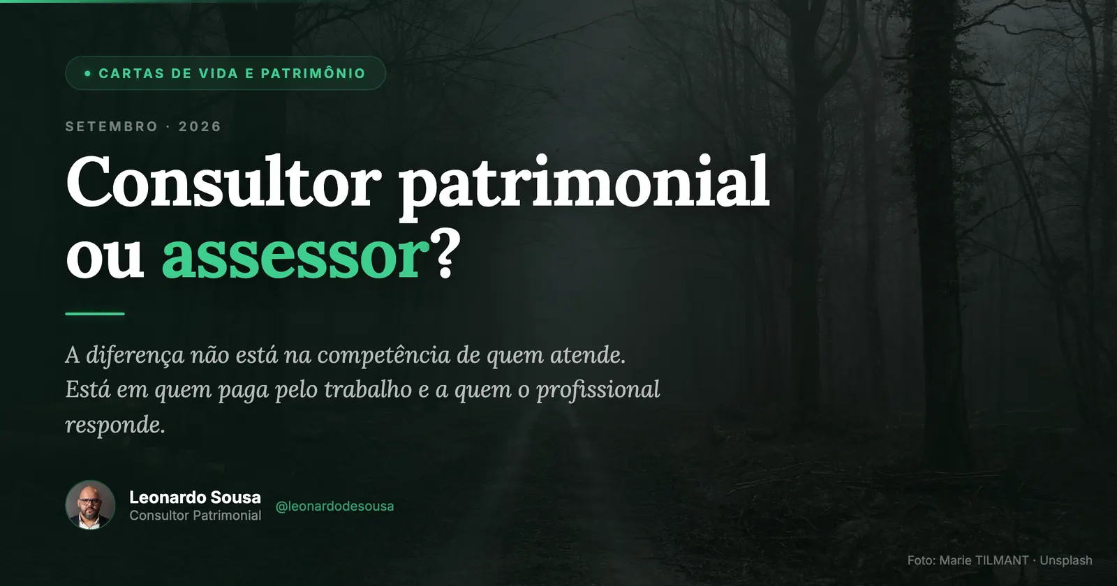 Capa da carta: Consultor patrimonial ou assessor de investimentos: qual a diferença