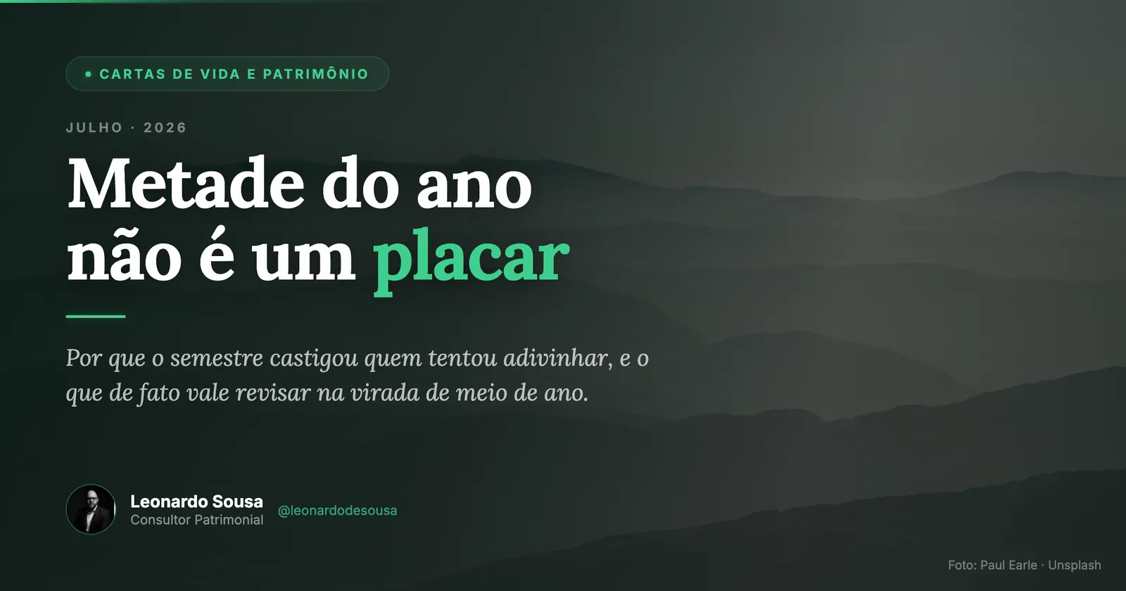 Capa da carta: Metade do ano não é um placar